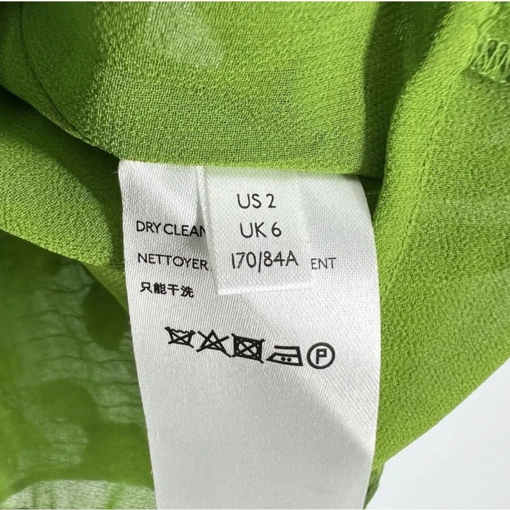 Maeve Anthropologie Savannah Embroidered Green Floral Swing Ruffle Blouse‎ Sz 2